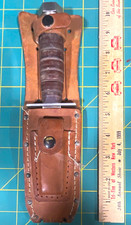 Vintage Camillus 1960s Combat Fixed Blade with Full Tang Leather Sheath picture