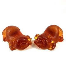 Liuli Crystal Glass Happy Pig Pair –Chinese Zodiac FengShui Ornament office gift picture