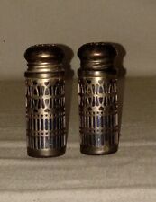 Vintage Silver Plated Blue Colbalt Glass Lined Salt And Pepper Shakers picture