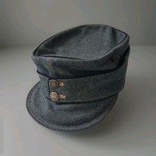 VTG 1940s Swiss Army Wool Military Cap Hat Size EU 57 US 7 1/8 WWII Era Grey picture