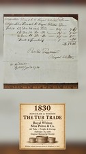 1830 Hingham MA Woodenware Tubs Receipt Royal Whiton Silas Peirce Boston picture