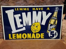 SCARCE NEW OLD STOCK NOS EMBOSSED LEMME HAVE A LEMMY LEMONADE 5 CENT METAL SIGN picture