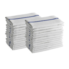 Dish Towels 24 White Cotton Blue Striped 15 x 25 Kitchen Tea Towels Bar Towels picture