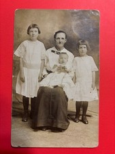 Antique RPPC Postcard Aunt Ann Cook & Her Children Delia Fred Artie Family Photo picture