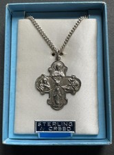 Vintage 925 Sterling Silver Catholic Four Way Creed Medal 11.1 grams picture