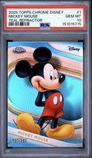 Topps 2025 Topps Chrome Disney Mickey Mouse #1 Teal Refractor /299 PSA 10 picture
