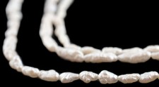 Vintage Japanese Rice Pearl Beads 4mm White Oval 16 Inch Strand picture