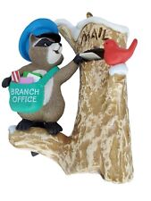 HALLMARK 1989 MAIL CALL Postal Carrier Raccoon CHRISTMAS ORNAMENT Cardinal picture