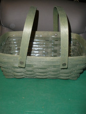 NWOT Longaberger 2019 RARE Green Basket w/ Protector 2 Swing Handles 12.5