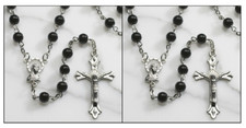Black Round Glass 6MM Beads Rosary 20