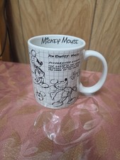 Vtg Disney Classic MICKEY MOUSE Sketch Book Black White Coffee Ceramic Cup Mug picture