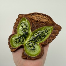 Treasure Craft Yellowstone Park Butterfly Dish Brown Green Excellent Vintage USA picture