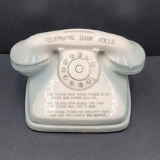 Vintage Ceramic Telephone Bank Tolls Rotary 7