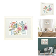 Trademark Fine Art Rainbow Seeds Flowers X White Matted Frame Lisa Audit 16x20 picture