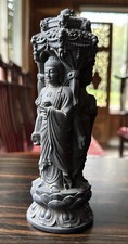 Vintage Chinese 3-Face Buddha Agarwood Statue 7.8