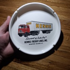 Rare Vintage HENNIS FREIGHT LINES WINSTON SALEM NC Ashtray CAVALIER carolina picture