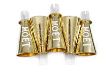 MOET CHANDON CHAMPAGNE GOLDEN SIPPERS FOR MINI SPLIT BOTTLES x 5 picture