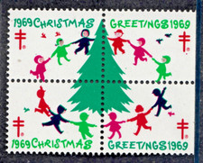 US 1969 CHRISTMAS SEALS BLOCK OF 4 SCOTT # WX237 MINT OG NH H1616 H picture