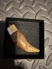 Urusus spelaeus Extinct Cave Bear Canine Pendant 14k Gold Engraved Cave Art picture