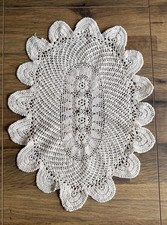 Vintage Handmade Oval Doilie Cottage Core Home Decor Shabby Chic picture