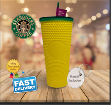  🌺🌺STUDDED PINEAPPLE MatteYellow Tumbler 24oz Cup Double Wall Starbucks Hawaii picture