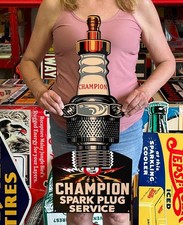 Antique Vintage Style Sign Champion Spark Plugs NOT Porcelain Made USA 30x12 picture