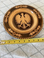 Vintage Handcrafted Polish Folk Art White Eagle COA Wall Plate picture