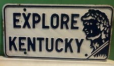 Vtg Explore Kentucky Booster License Plate Daniel Boone Embossed Steel 1960 picture