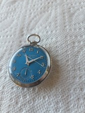 ~VTG SHELL SUPER X MOTOR OIL 17 JEWEL CLINTON SKELETON POCKET WATCH ESTATE FIND~ picture