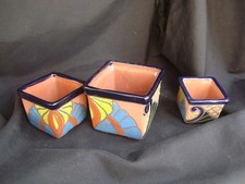 Set of 3 Mexican Talavera pottery art Planters Garden decore Kitchen Art picture