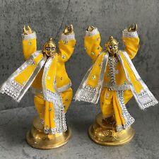 Vintage Gaura Gour Nitai Brass Deities India God Statues With Clothes 6.25