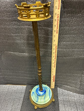 antique/vintage floor-standing ash stand or plant stand featuring a heavy brass picture