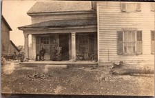 RPPC Man and Woman on Farmhouse Porch Vintage Postcard 4P24-26 picture