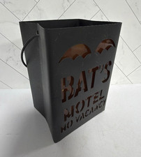 World Market Small Black Halloween Metal Bat's Motel Tea Light Holder picture