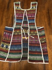 Vtg 70s Guatemalan Handwoven Apron Vest Tabard Geometric Folk Boho Patchwork 67 picture
