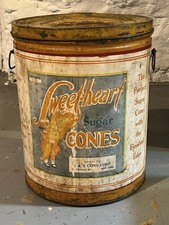 VTG Sweet-Heart Sugar Cones S&S Cone Corp NY Ice Cream Advertising Tin 300 Cones picture