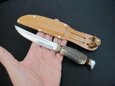 Vtg “BONSA SOLINGEN” Germany Stag Handle Antique/Rare Hunting Knife + Sheath picture