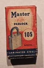 Vintage Cir 1937–1940s Master Lock No. 105 Jewel Padlock with Original Box & Key picture