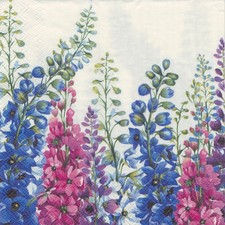 PINK and BLUE FLORAL Two Individual Beverage size 3-ply Paper Decoupage Napkins picture