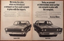 American Motors 1969 Vintage Two-Page Folio Auto Car Print Ad picture