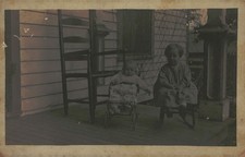 Antique Real Photo Postcard Children on Porch Nelson Ind picture