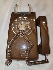 Vintage 1975 ITT 554 Cocoa Brown Rotary Dial Wall Phone + ITT Handset NEW OS picture