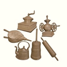 Vintage Metal Wall decor coffee grinder kettle bellows churn rolling pin Teapot picture