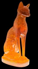 RARE ANCIENT EGYPTIAN ANTIQUE Statue Goddess Bastet Cat for Amber Stone Egypt BC picture