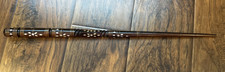 Vtg hand carved wood mother of pearl pointer, Wand 22