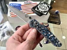 Benchmade 943 OSBORNE, RARE π 1/1 GORGEOUS Blue Rect. CF + TITANIUM CLASS picture