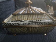 RARE REPRODUCTION Anglo Indian Bone Quill Sandalwood Footed Box picture