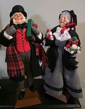 Simpich Character Dolls Grandma and Grandpa Caroler with Presents Excellent pair picture