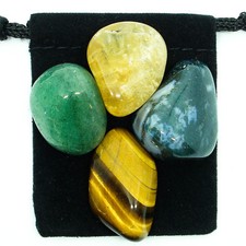 ABUNDANCE & PROSPERITY Tumbled Crystal Healing Set = 4 Stones + Pouch + Card picture