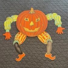 Shiny Brite 2001 Christopher Radco jointed pumpkin Paper Wall Display Halloween picture